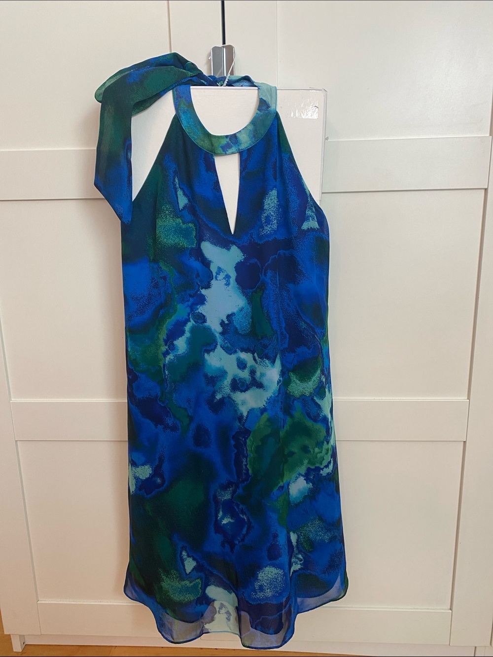 CeCe Blue Halter Sheath Midi Dress Cocktail
